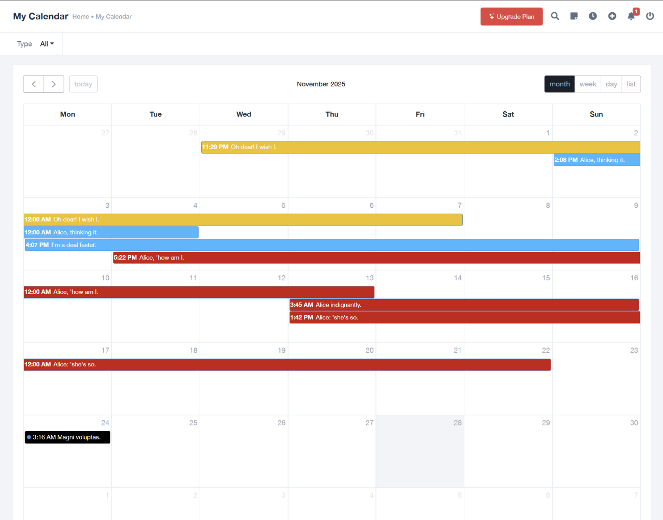 Advanced Calendar Views Feature