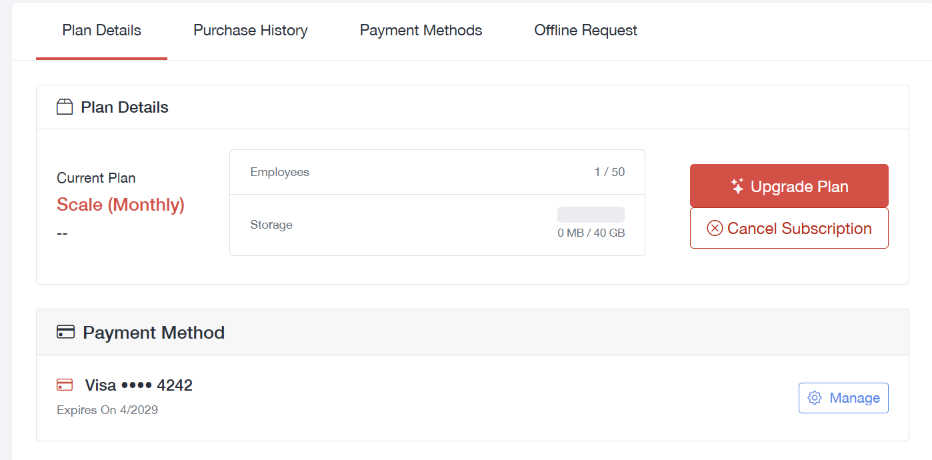 Subscription Management Feature